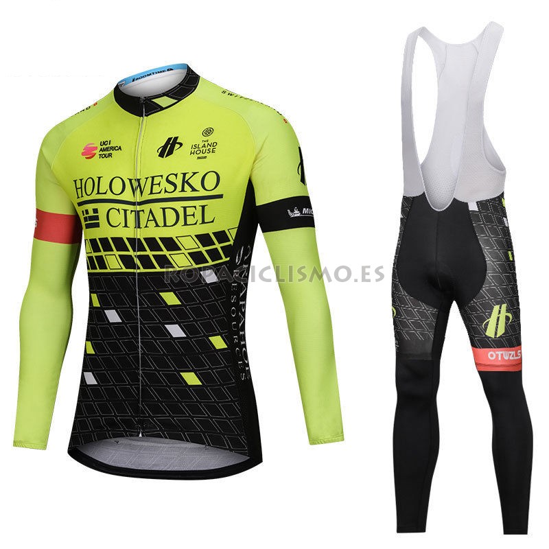 Maillot Holowesko Citadel Tirantes Mangas Largas 2018 Verde Y Ne